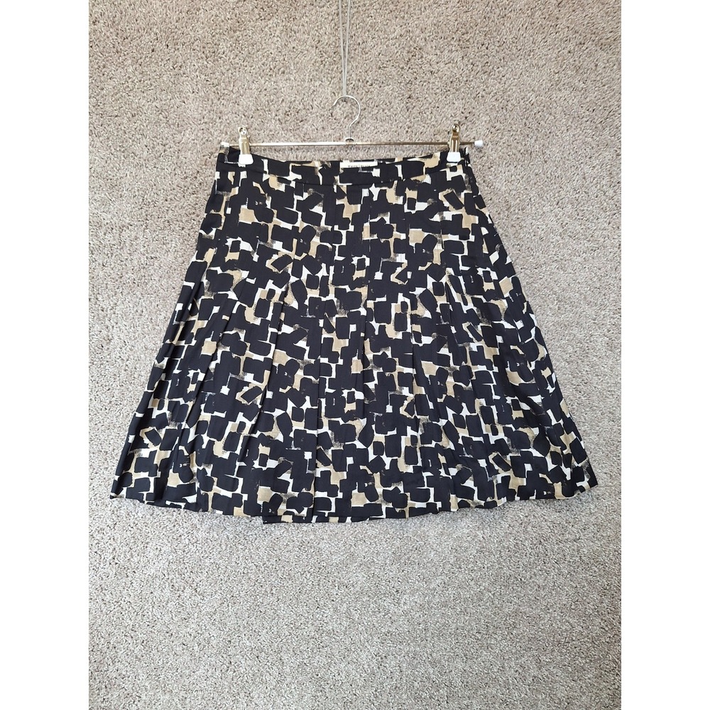 White House Black Market A-Line Skirt Women's 6 Black Printed Lined Side Zipper
